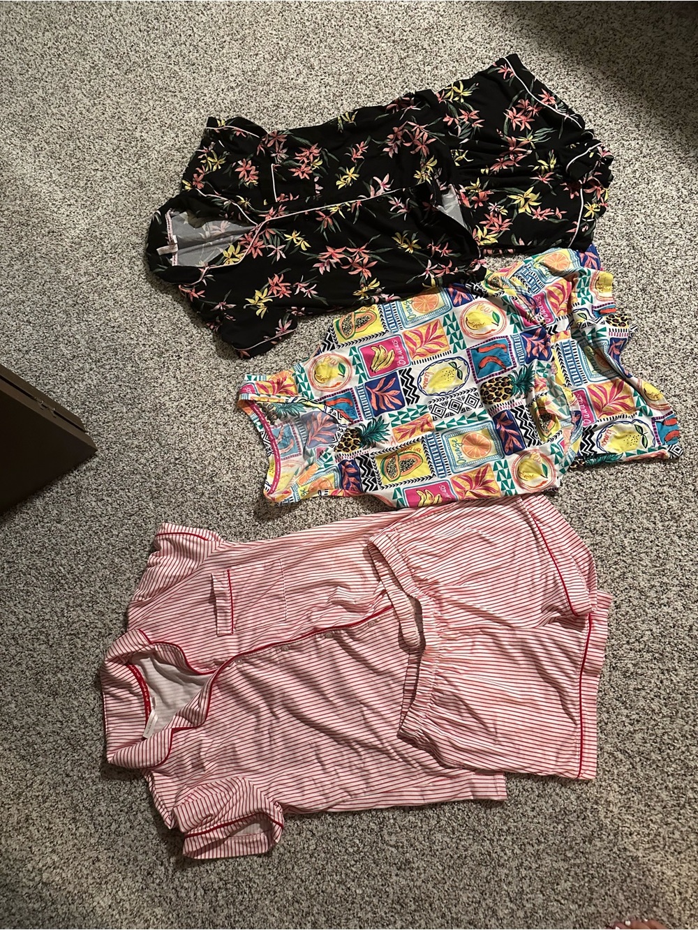 Women’s Pajama Set Trio – Floral Black, Multi-Print, Pink Stripes